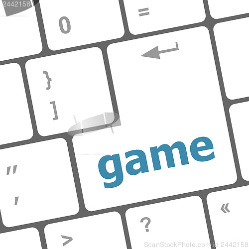 Image of Computer keyboard with game key - technology background