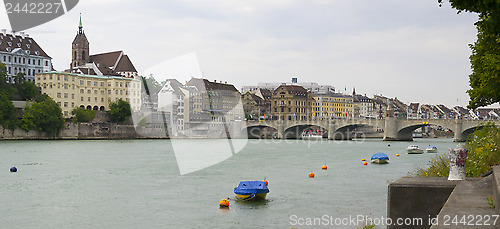 Image of Rhine river and Mittlere brucke bridge, Basel