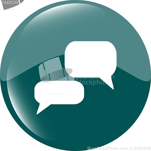 Image of white bubble speech set icon, web button