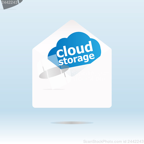 Image of cloud storage on digital background, network security