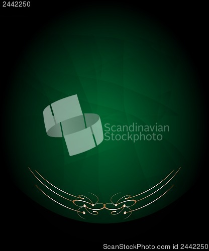 Image of green card with golden floral frame