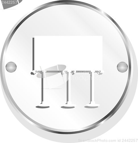 Image of sign direction on metal button icon