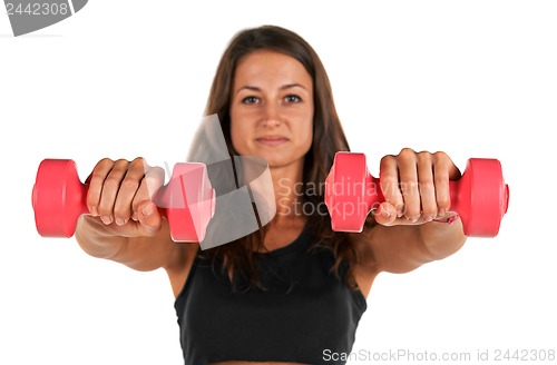 Image of Weights in the hands of a young woman
