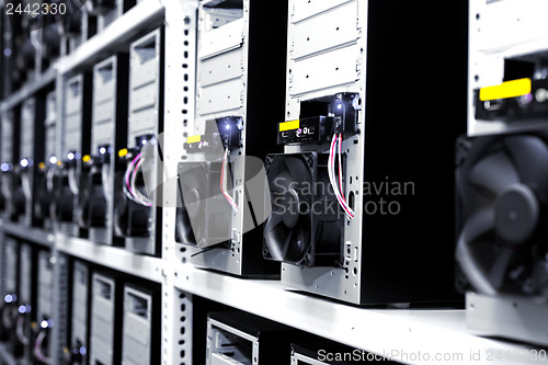 Image of Modern computer cases in a data center