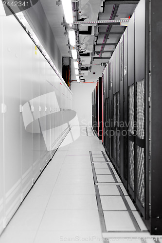 Image of Clean industrial interior of a server room