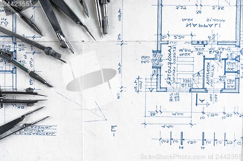 Image of Construction plans with accessories