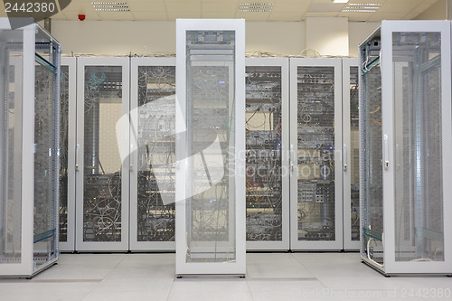 Image of Clean industrial interior of a server room