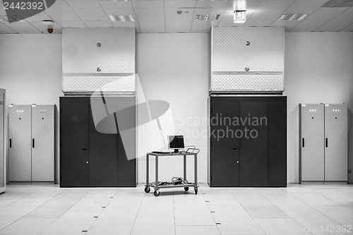 Image of Clean industrial interior of a server room