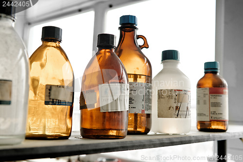 Image of Old laboratory with a lot of bottles