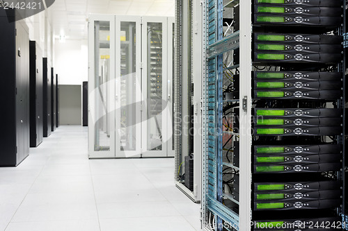 Image of Clean industrial interior of a server room