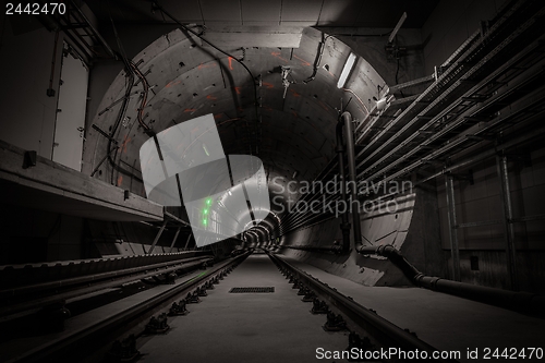 Image of Underground tunnel with railroad track