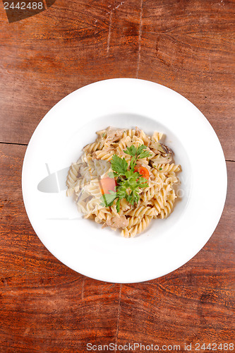 Image of Delicious pasta on white plate