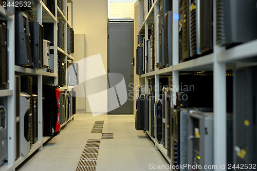 Image of Modern computer cases in a data center