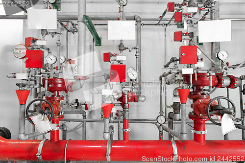 Image of Large CO2 fire extinguishers in a power plant