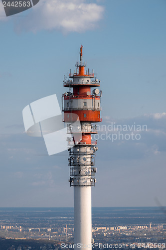 Image of Large Communication tower against sky