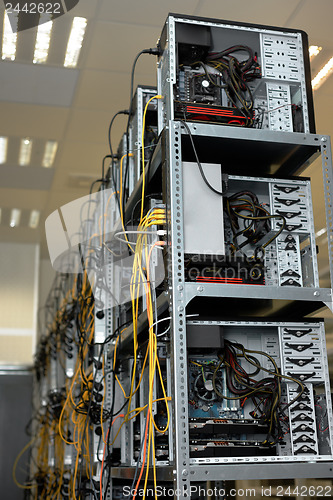 Image of Modern computer cases in a data center