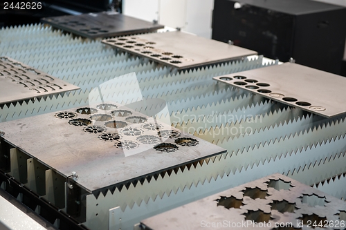 Image of Laser cutter cutting metal plates