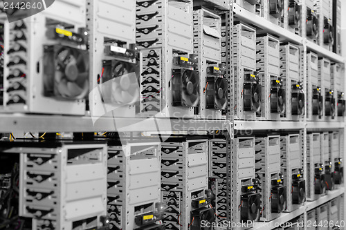 Image of Modern computer cases in a data center
