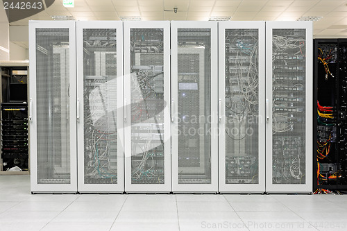 Image of Clean industrial interior of a server room