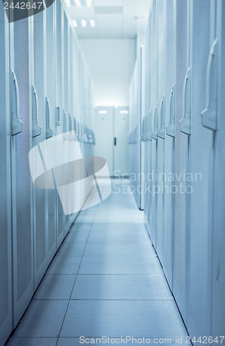 Image of Clean industrial interior of a server room