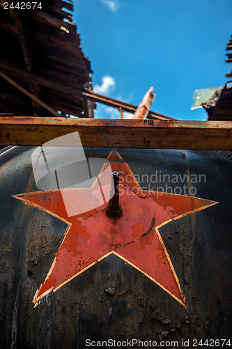 Image of Soviet symbol on a metal background