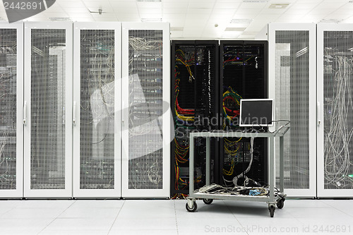 Image of Clean industrial interior of a server room