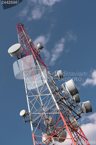 Image of Large Communication tower against sky