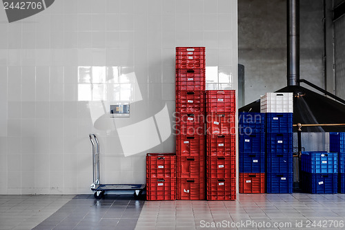 Image of Modern industrial interior with bottle bxes