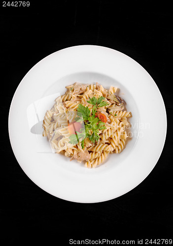 Image of Delicious pasta on white plate