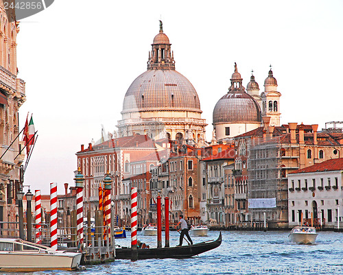 Image of Italy. Venice. The Grand Canal and Basilica Santa Maria della Sa
