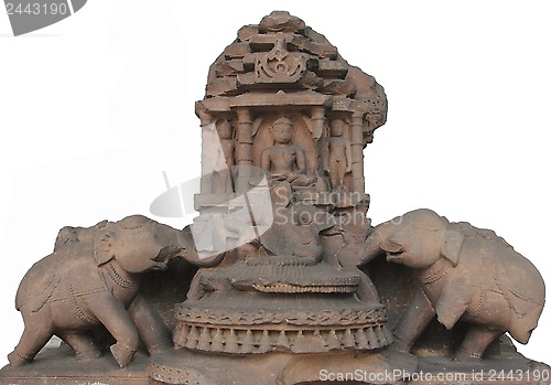 Image of Jina attended by elephants