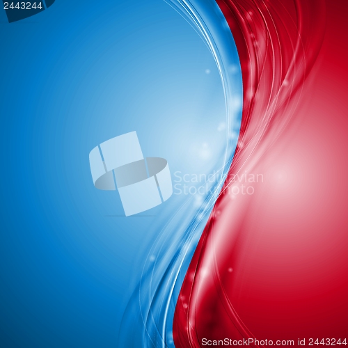 Image of Blue and red abstract vector waves design