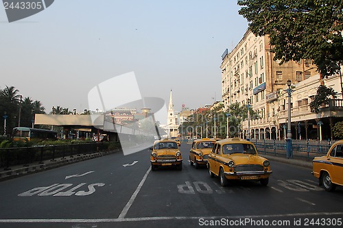 Image of Yellow Ambassador taxi car, Kolkata