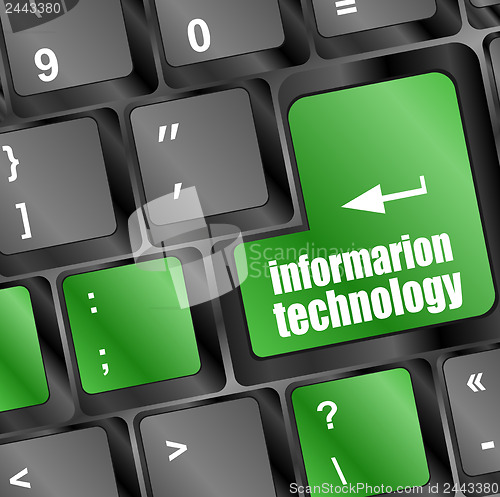 Image of information technology button on computer keyboard key