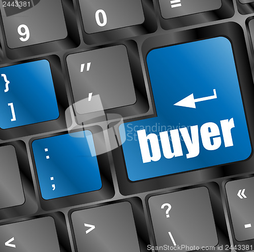 Image of buyer button on keyboard - business concept