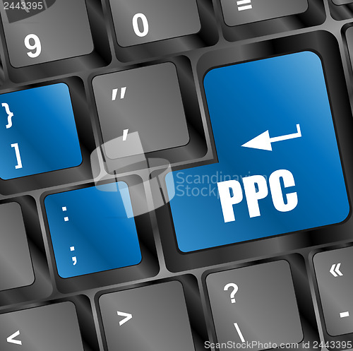 Image of PPC (Pay Per Click) Concept. Button on Modern Computer Keyboard