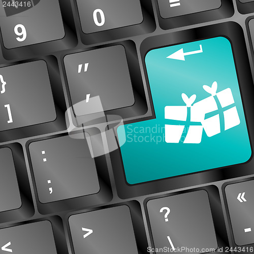 Image of Gift button on keyboard, holiday button