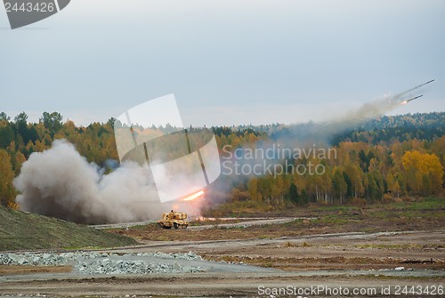 Image of Rocket launch by TOS-1A system