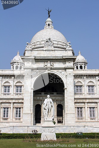 Image of Victoria Memorial in Kolkata, India. Statue of Lord Curzon.