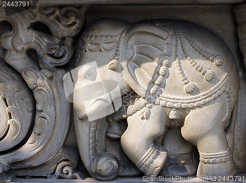 Image of Stone carvings in Hindu temple Birla Mandir in Kolkata