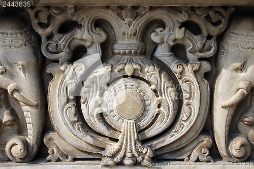 Image of Stone carvings in Hindu temple Birla Mandir in Kolkata