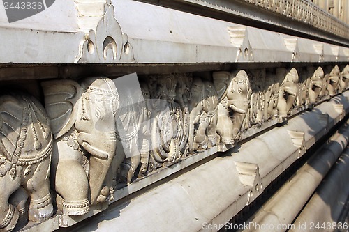 Image of Stone carvings in Hindu temple Birla Mandir in Kolkata