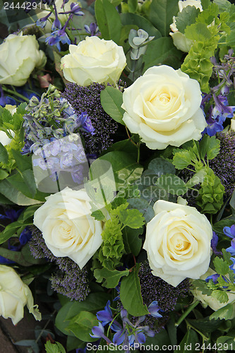 Image of Blue White Flower arrangement for a wedding