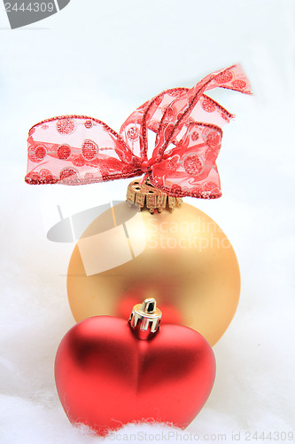 Image of Red and golden christmas decorations