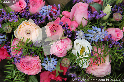 Image of Wedding arrangement in blue and pink