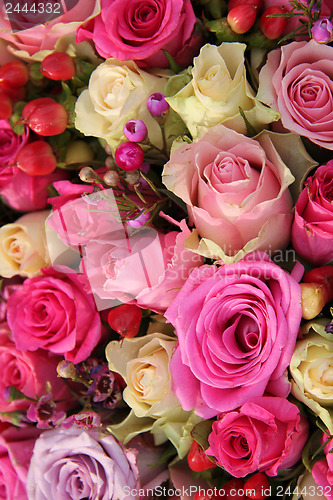 Image of Bridal rose arrangement in various shades of pink