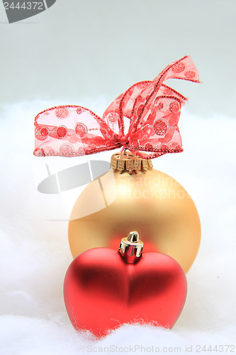 Image of Red and golden christmas decorations