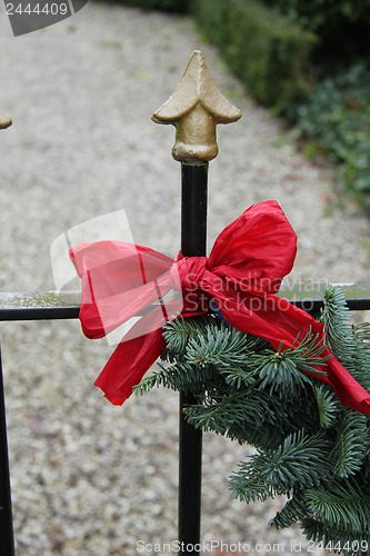 Image of Red bow on a garland