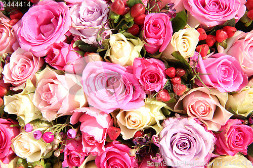 Image of Wedding flowers in various shades of pink
