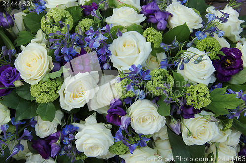 Image of Wedding arrangement in white and blue